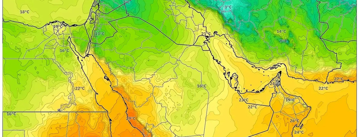 هبّات رياح بسرعة 80 كم/س تهدّد الشرق الأوسط في 24 ديسمبر 2025